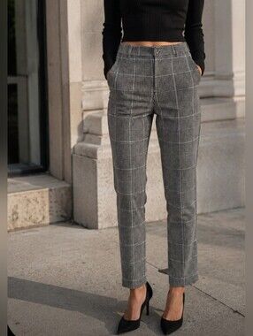 Hollister Gray Black Houndstooth Skinny Ankle Length Pants Business Casual XS